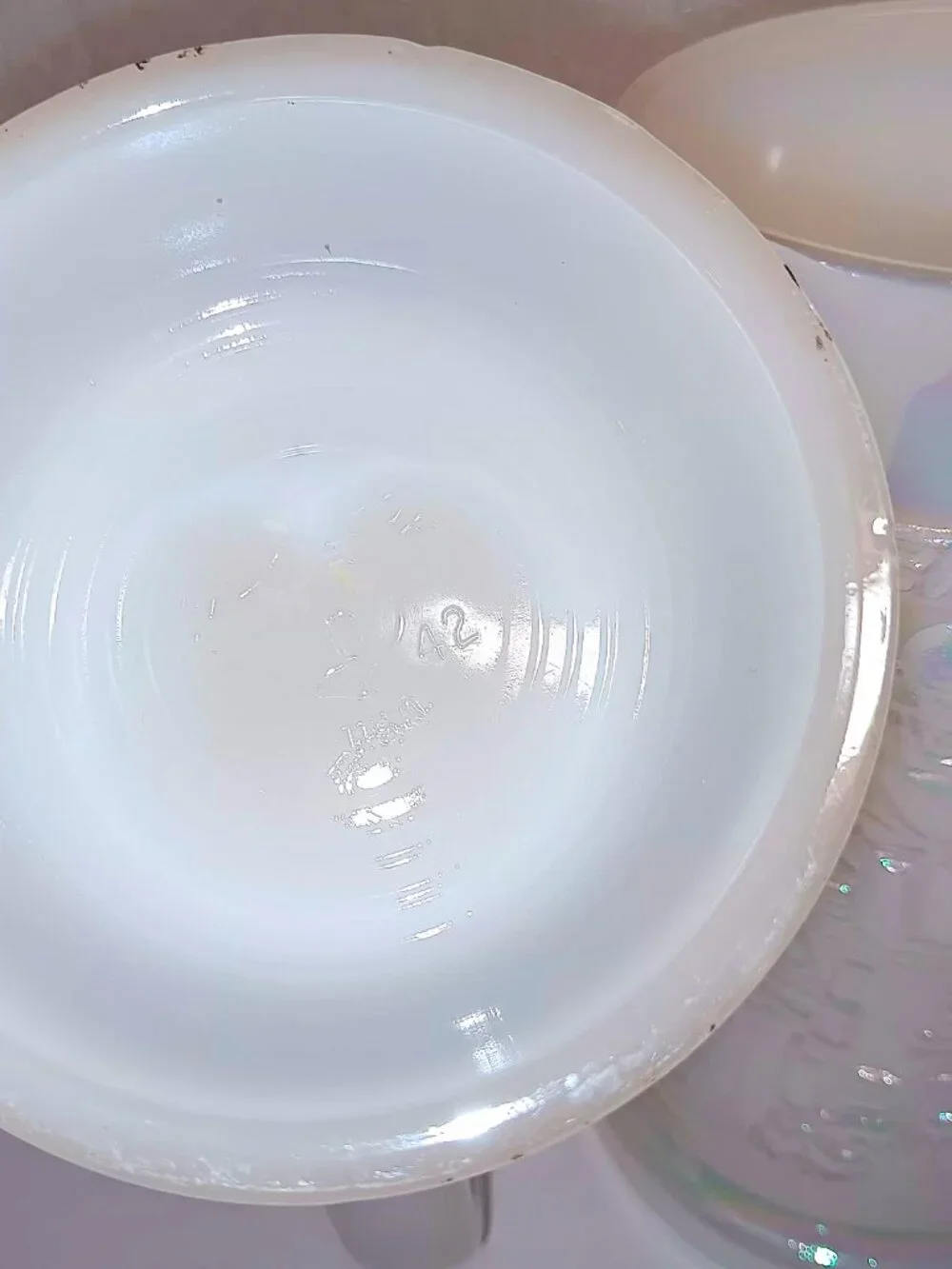 Vintage Aurora Pearl, Federal Glass set of two milk glass steins.